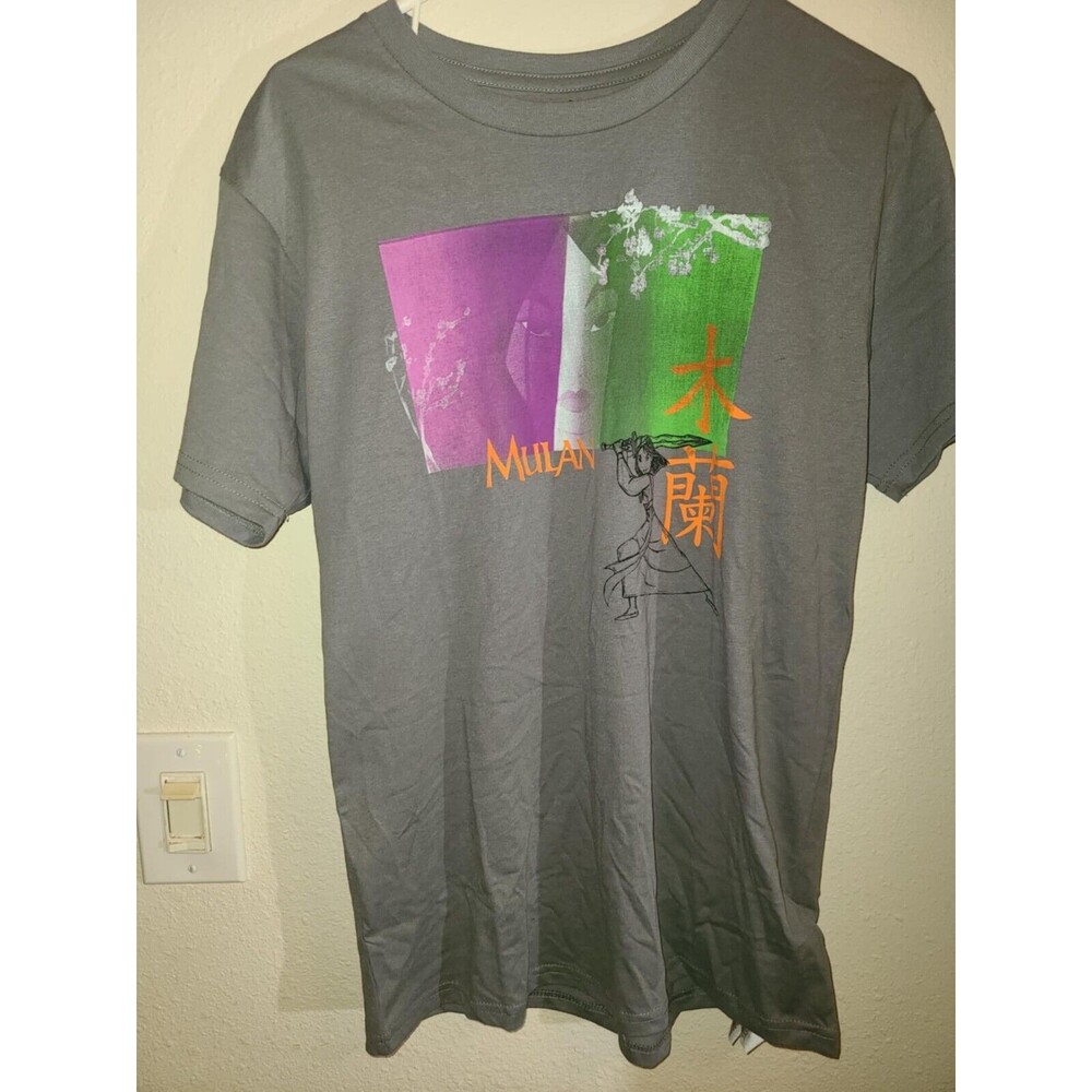 NEW Disney Shirt Adult Size Small Mulan Gray Purple Green Orange Reflection